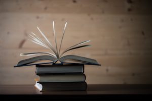 Artistic photo of a stack of books